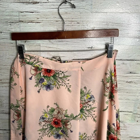 Topshop tall size 6 pink floral midi  skirt - Picture 3 of 8